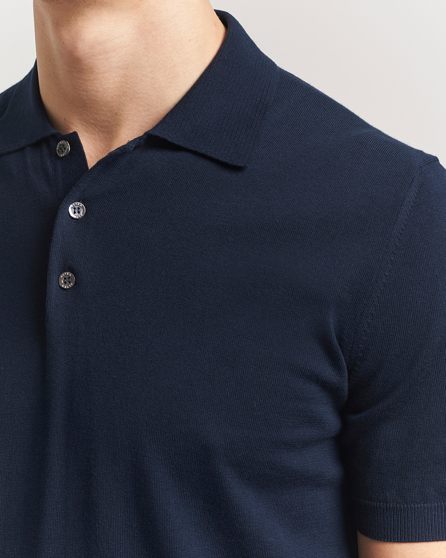 Herr | Pikéer | Altea | Short Sleeve Cotton Polo Navy