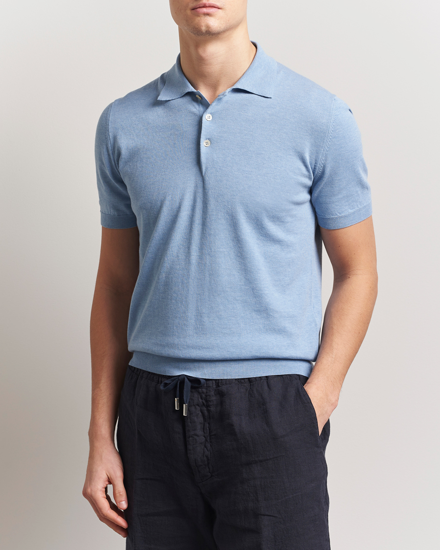 Herr | Pikéer | Altea | Short Sleeve Cotton Polo Light Blue