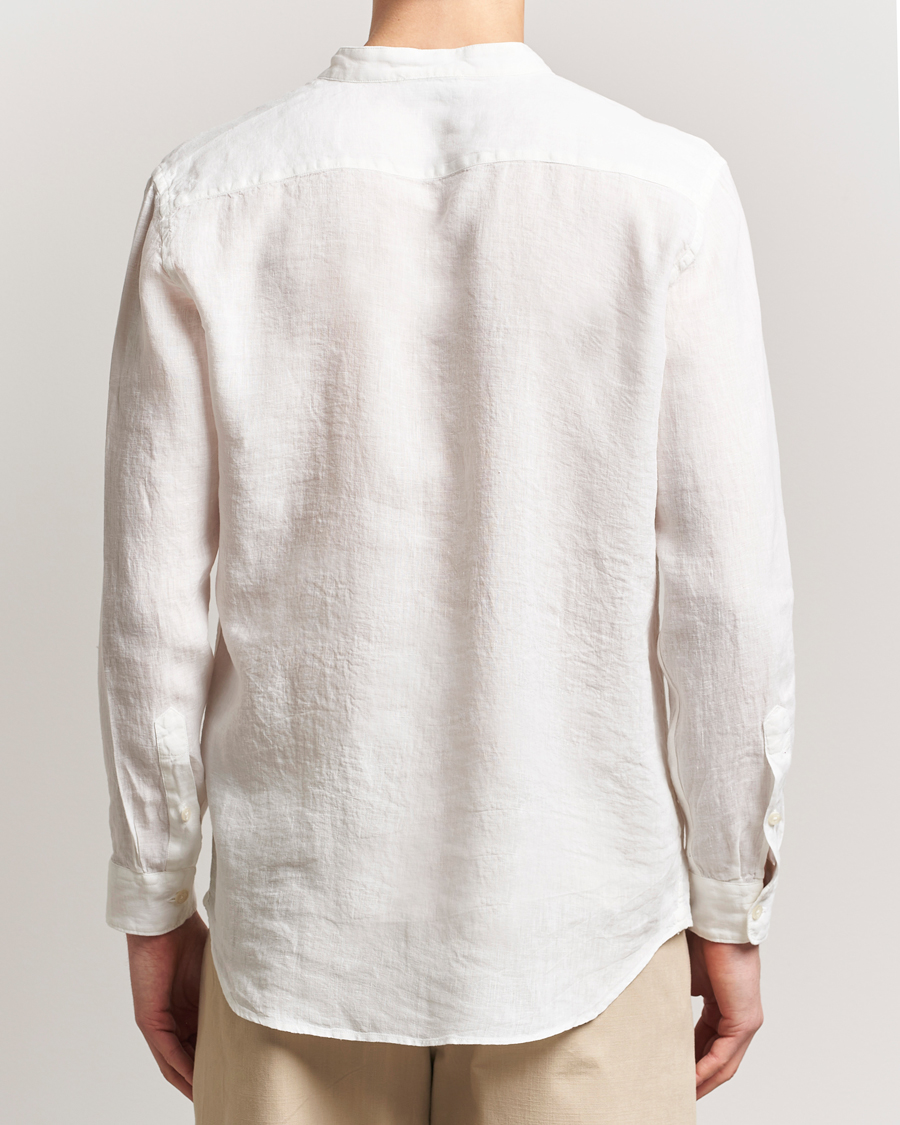 Herr | Skjortor | Altea | Linen Guru Collar Shirt White