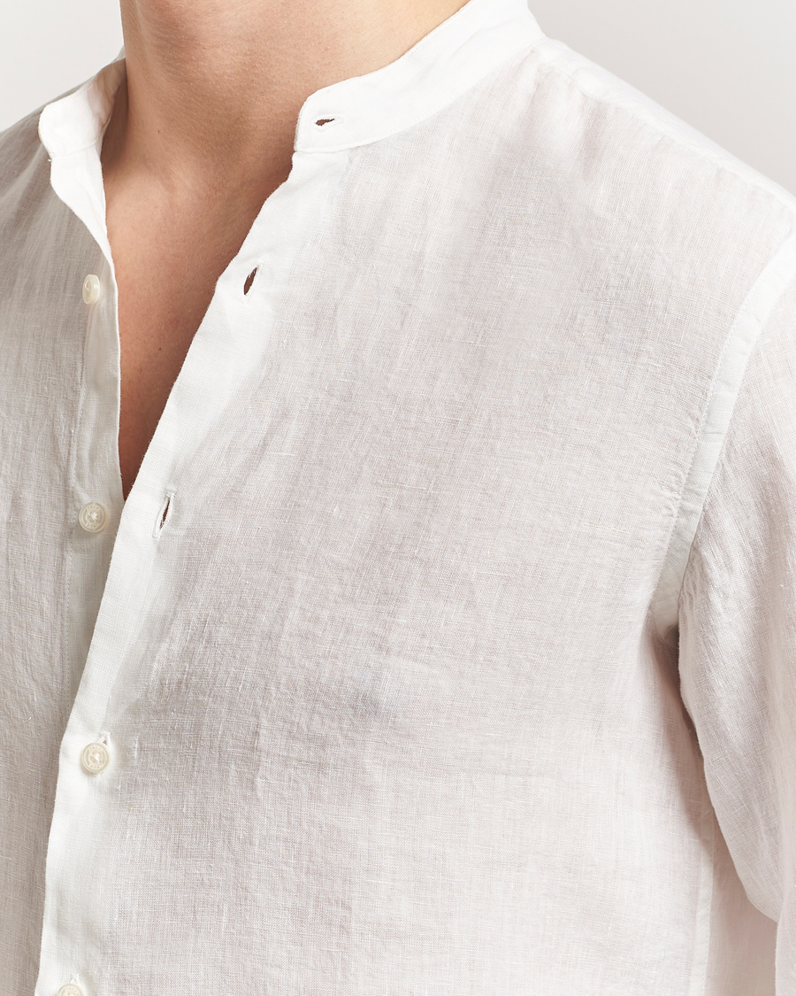Herr | Skjortor | Altea | Linen Guru Collar Shirt White