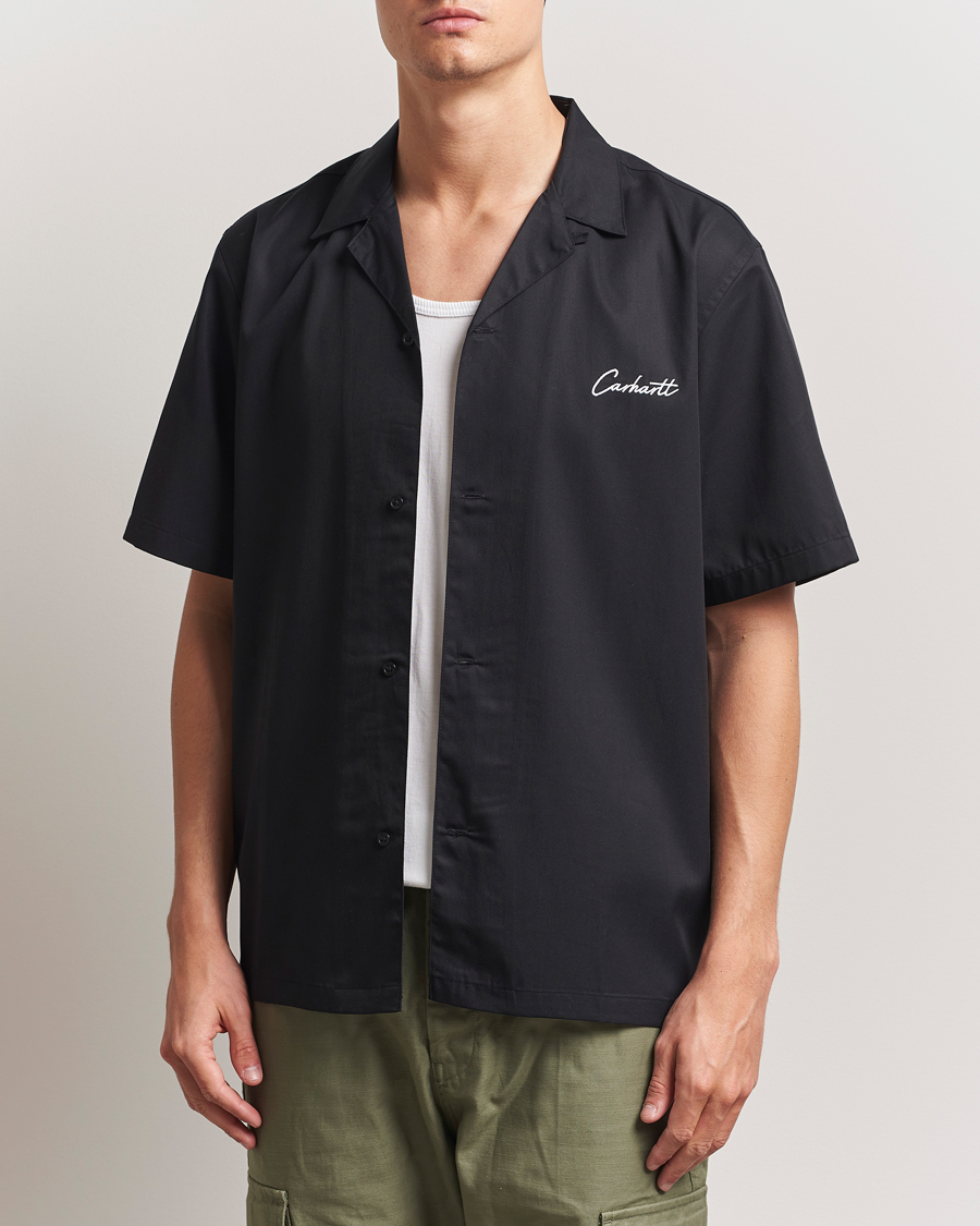 Herr | Skjortor | Carhartt WIP | Short Sleeve Cotton/Tencel Delrey Shirt Black/White