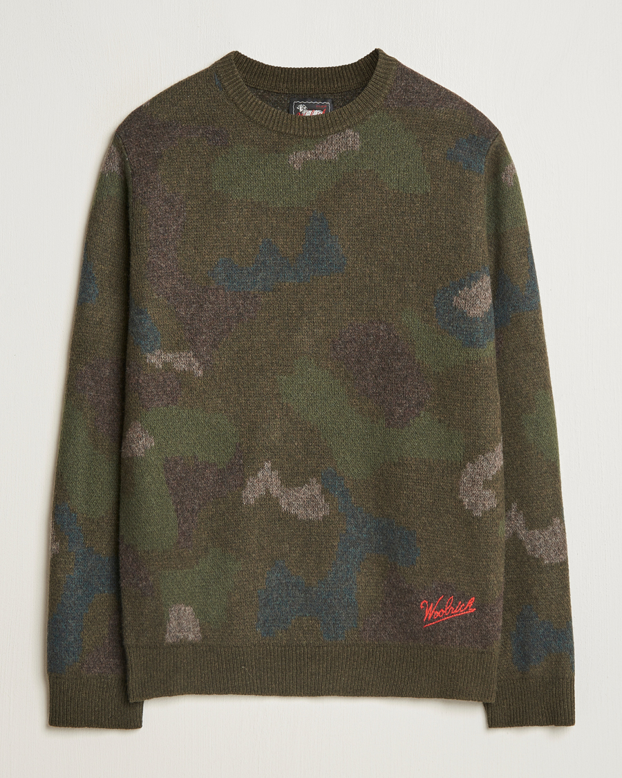 Herr | Tröjor | Woolrich | Lambswool Crewneck by Todd Snyder Green Camo