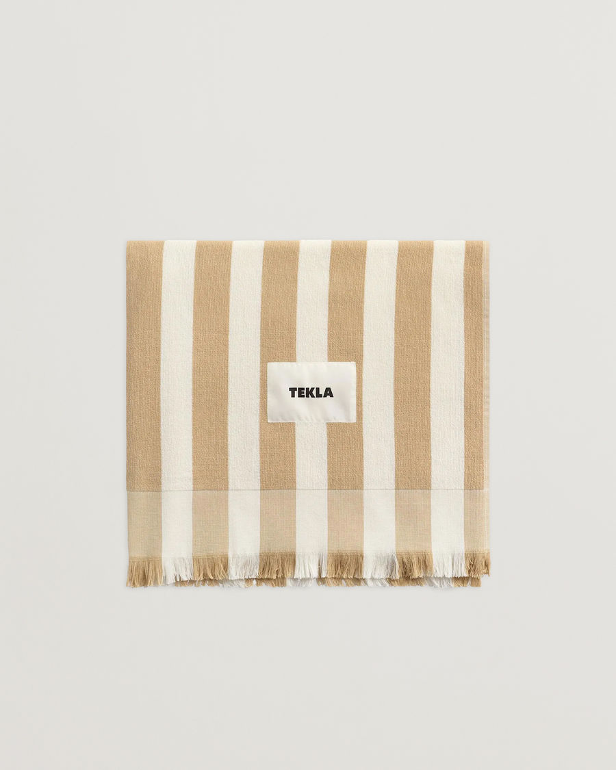 Herr | Textilier | Tekla | Organic Terry Beach Towel Almond Stripes
