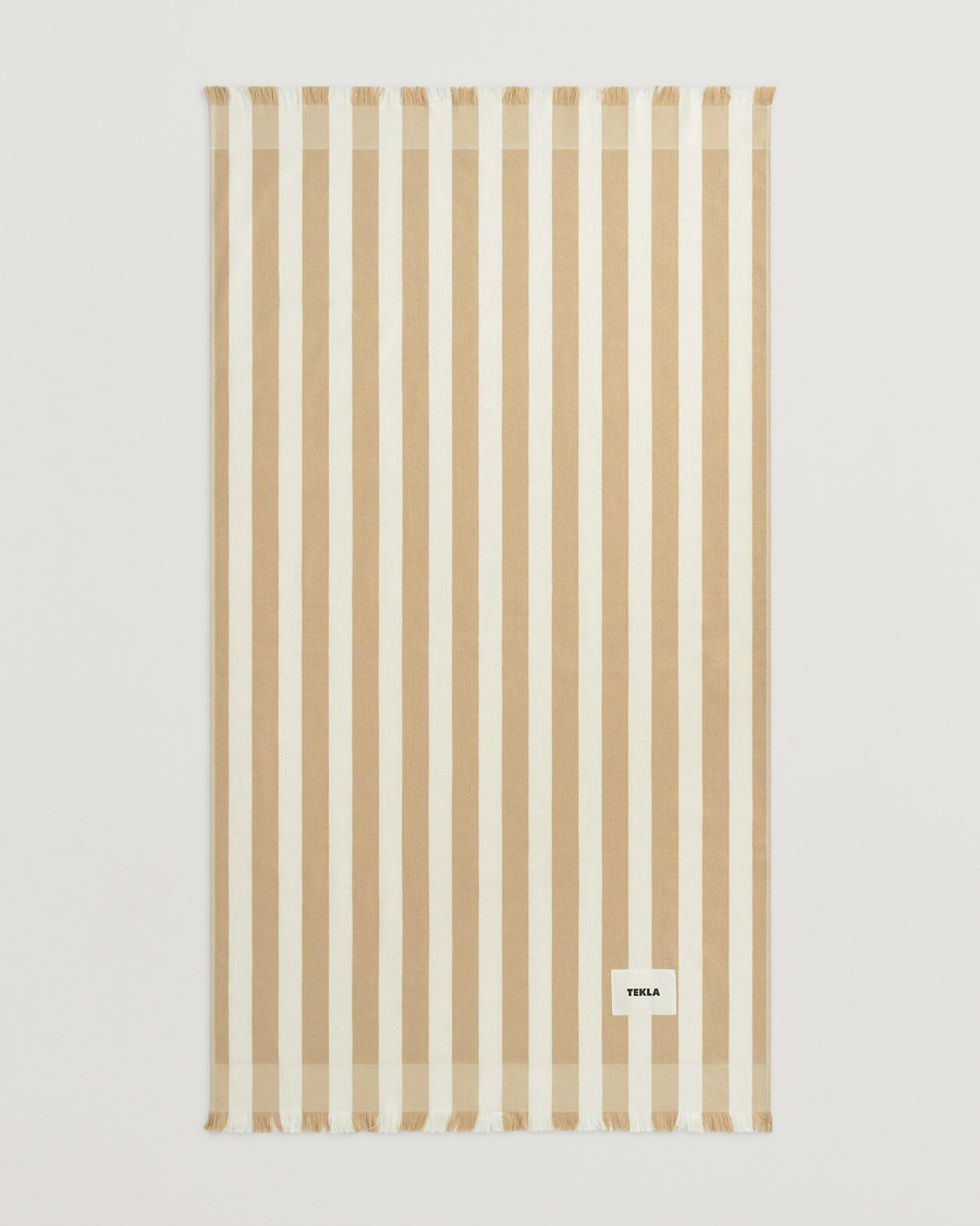 Herr | Textilier | Tekla | Organic Terry Beach Towel Almond Stripes