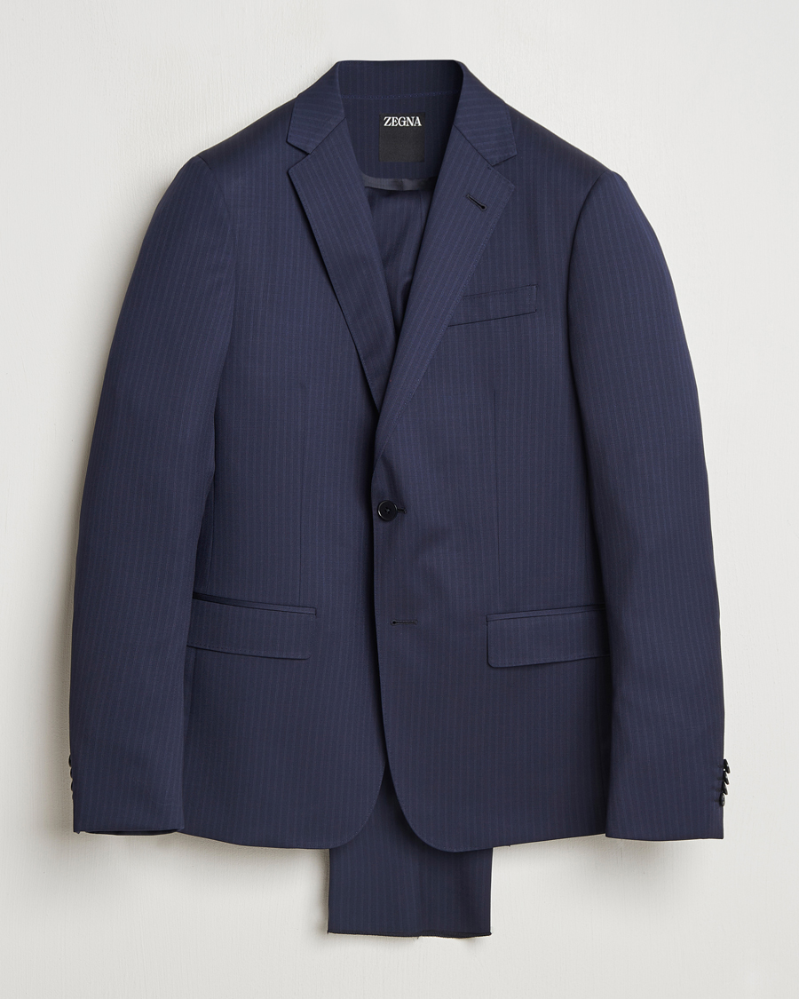 Herr | Kostymer | Zegna | Tailored Wool Suit Navy Stripe