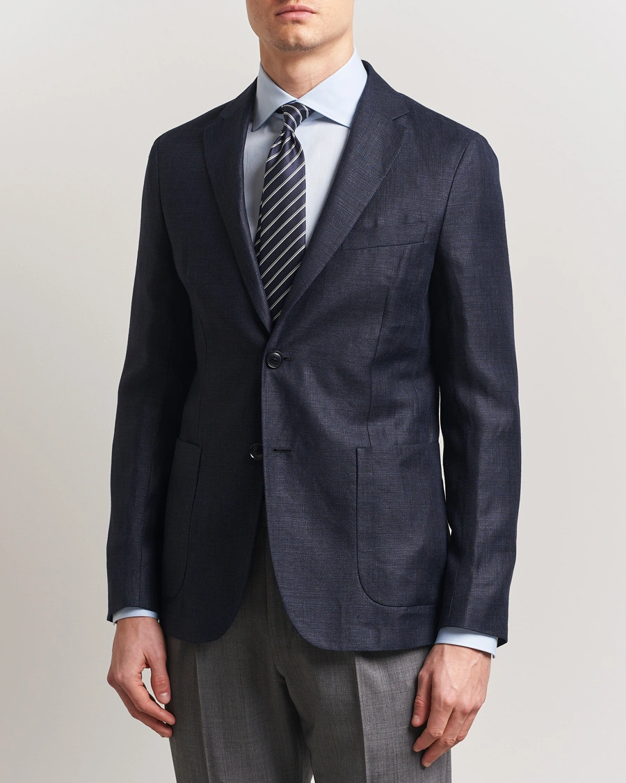 Herr | Kavajer | Zegna | Unconstructed Wool/Linen Blazer Navy