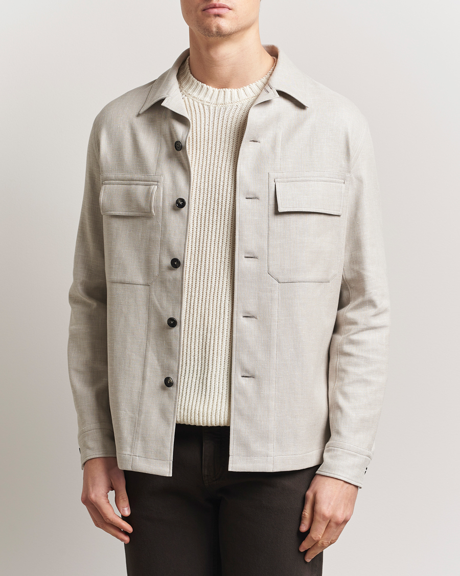 Herr | Skjortor | Zegna | Wool/Linen Shirt Jacket Beige