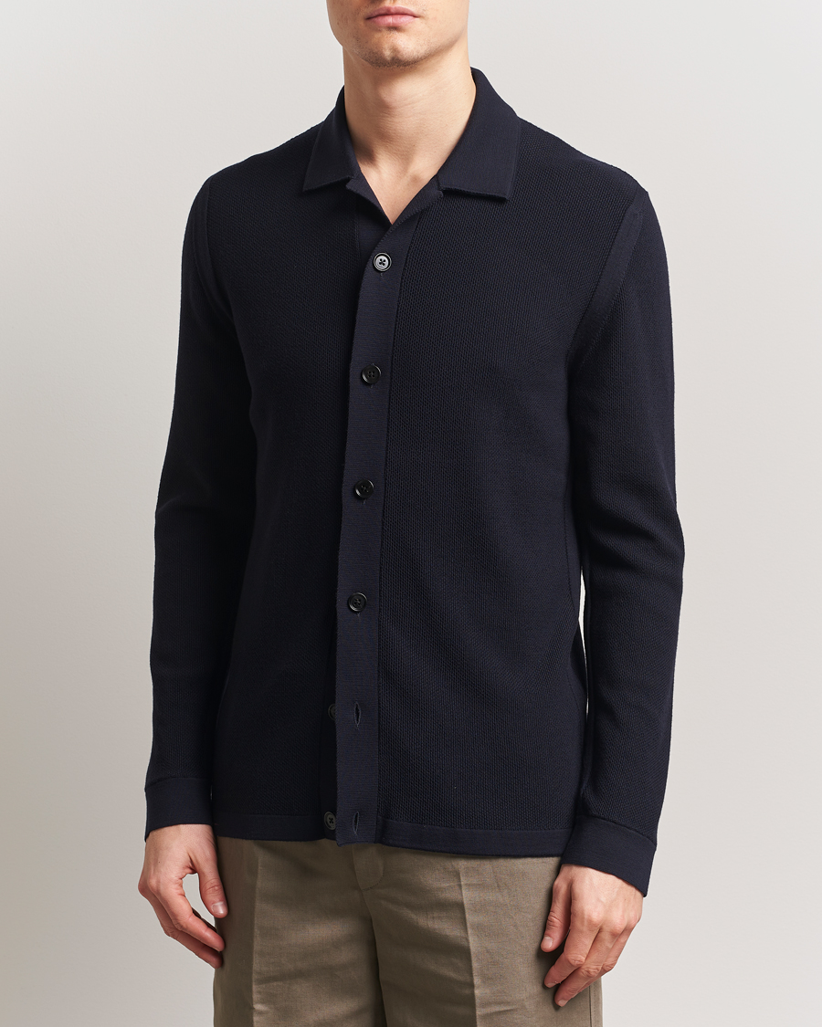 Herr | Tröjor | Zegna | Structured Wool Cardigan Navy