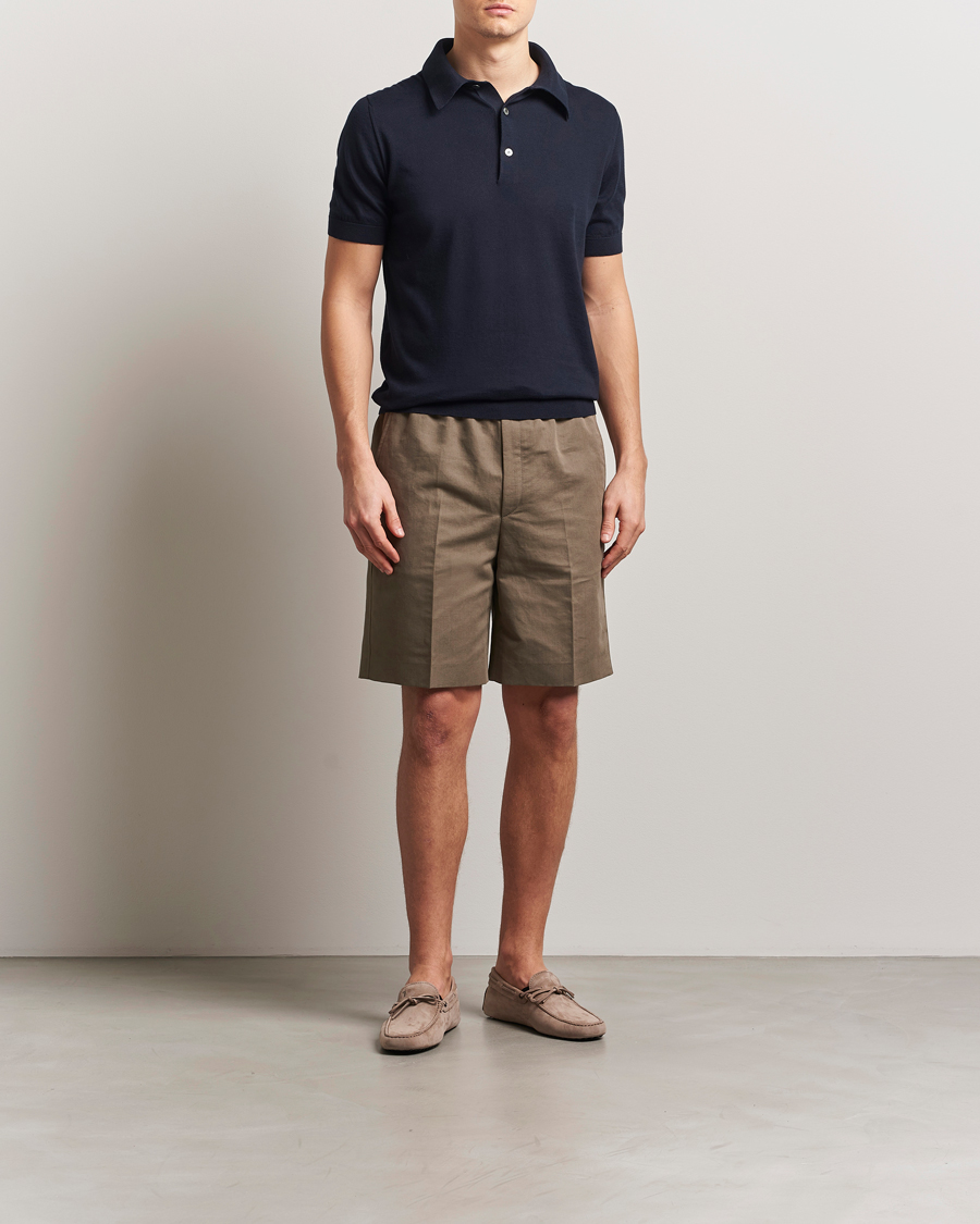 Herr | Tröjor | Zegna | Premium Cotton Knitted Polo Navy