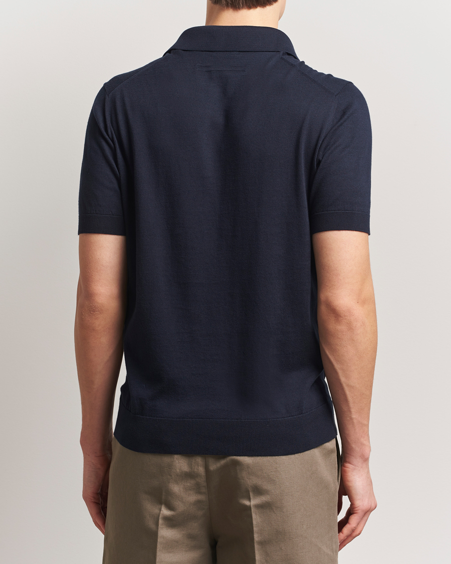Herr | Tröjor | Zegna | Premium Cotton Knitted Polo Navy