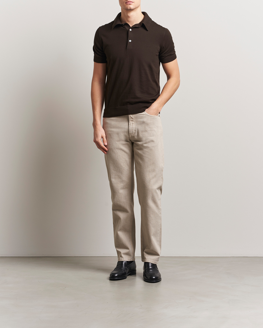 Herr | Byxor | Zegna | 5-Pocket Marbled Denim Pants Beige