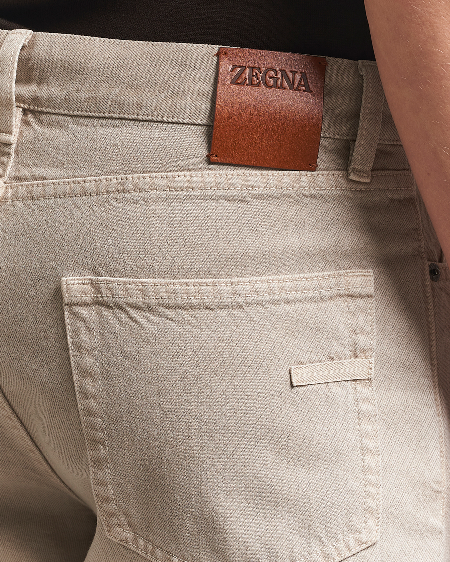 Herr | Byxor | Zegna | 5-Pocket Marbled Denim Pants Beige
