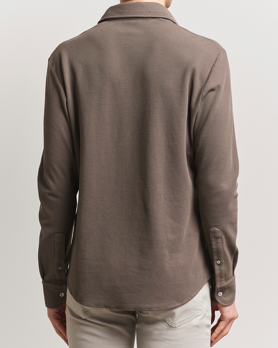 Herr | Tröjor | Zegna | Cotton Piquet Long Sleeve Polo Brown