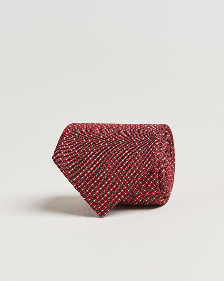 Herr | Slipsar | Zegna | Printed Chain Silk Tie Red