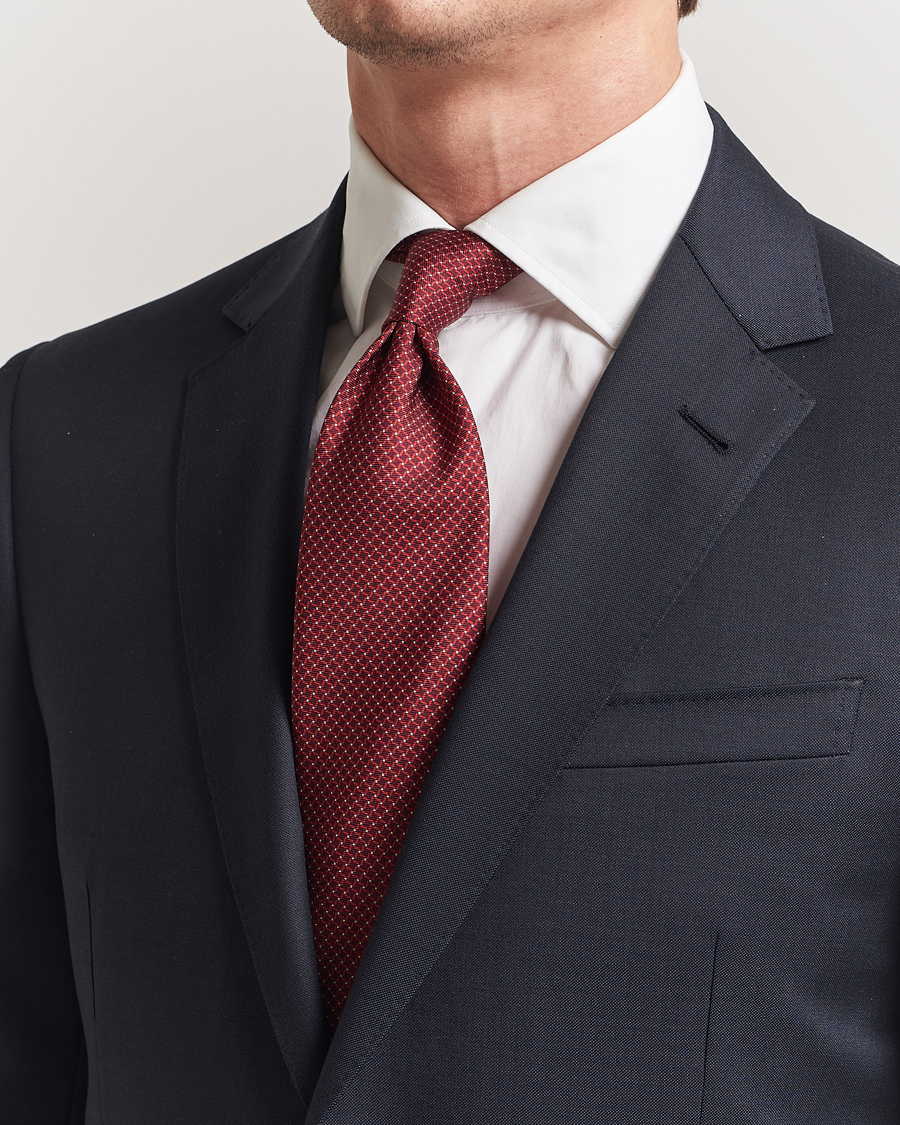 Herr | Slipsar | Zegna | Printed Chain Silk Tie Red