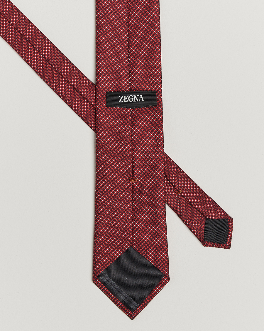 Herr | Slipsar | Zegna | Printed Chain Silk Tie Red