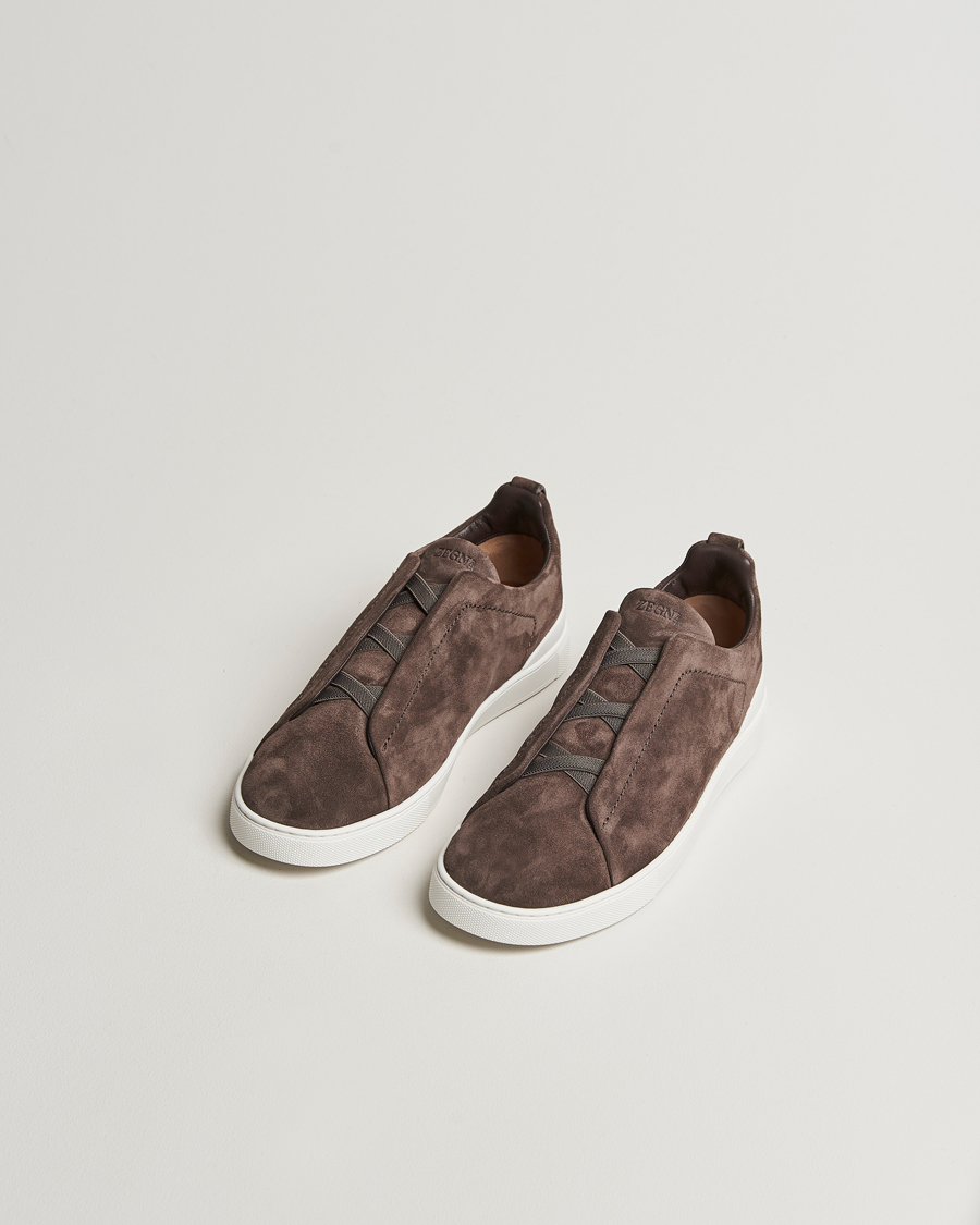 Herr | Sneakers | Zegna | Triple Stitch Sneakers Dark Brown Suede