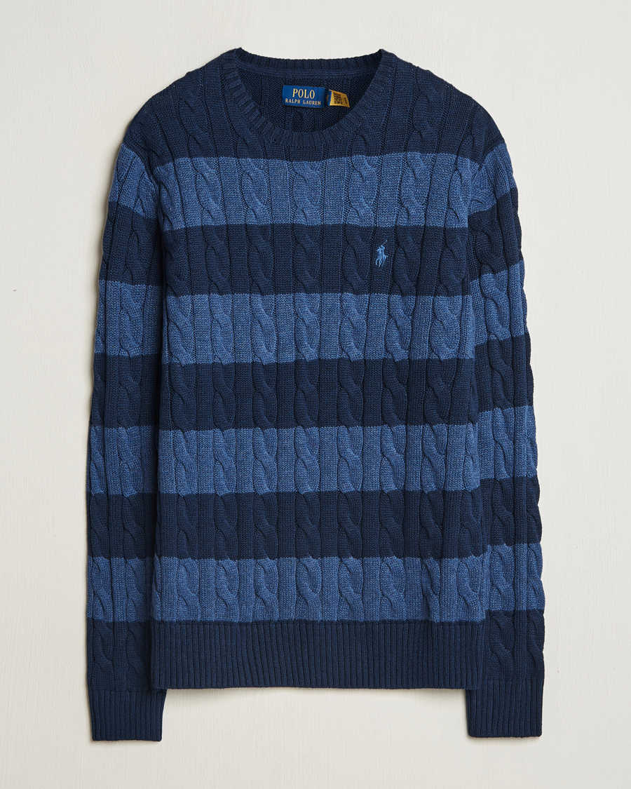 Herr | Tröjor | Polo Ralph Lauren | Striped Cotton Sweater Navy Combo