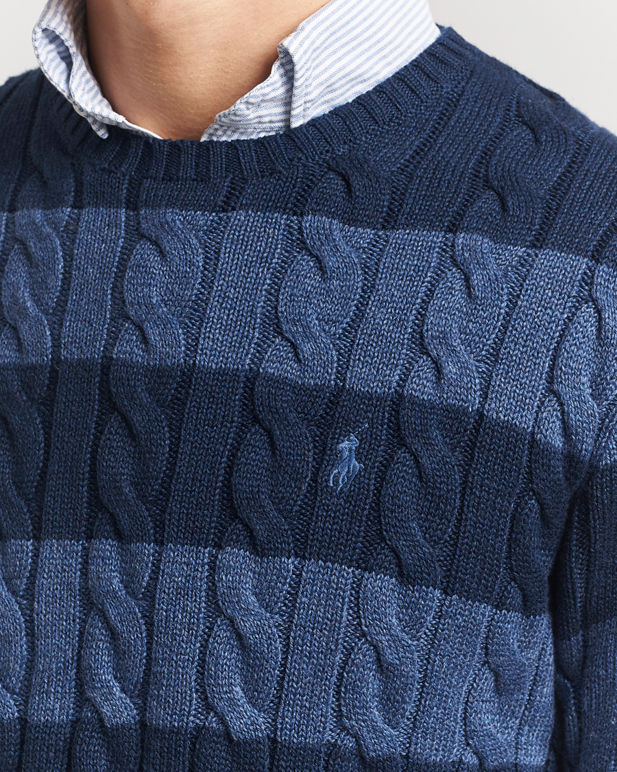 Herr | Tröjor | Polo Ralph Lauren | Striped Cotton Sweater Navy Combo