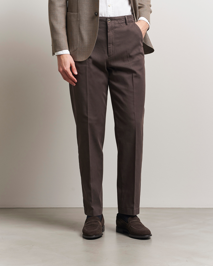 Herr | Byxor | Boglioli | Regular Fit Cotton Chinos Brown