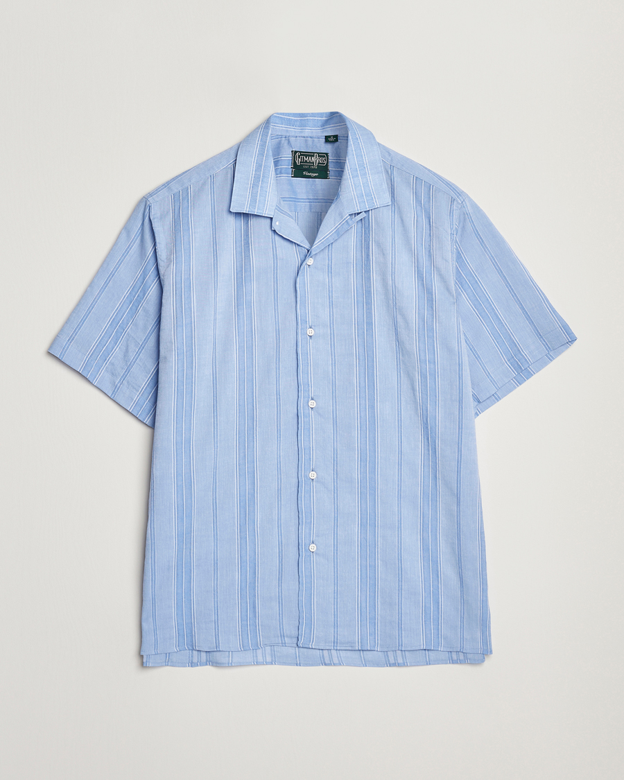 Herr | Skjortor | Gitman Vintage | Japanese Dobby Camp Shirt Light Blue