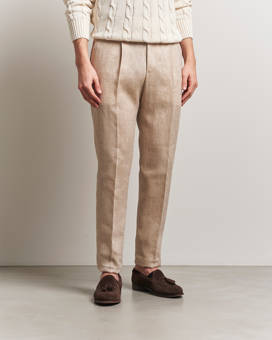 Herr | Byxor | PT01 | Gentleman Fit Linen Trousers Light Beige