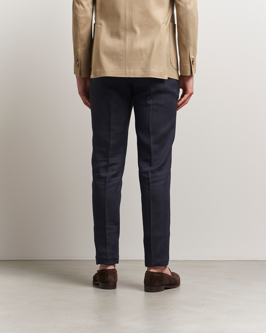 Herr | Byxor | PT01 | Gentleman Fit Linen Trousers Navy