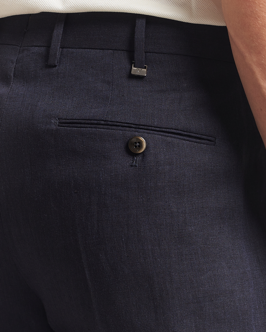 Herr | Byxor | PT01 | Gentleman Fit Linen Trousers Navy