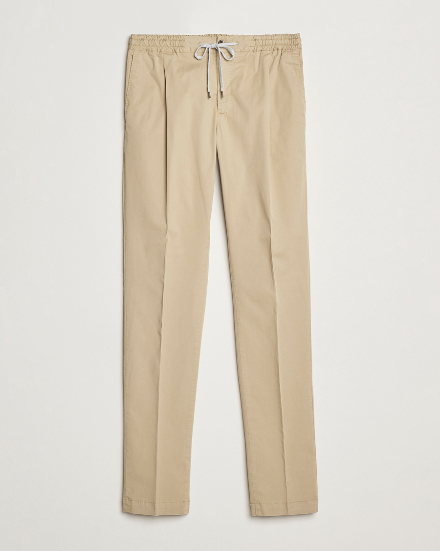Herr | Byxor | PT01 | Soft Cotton/Stretch Drawstring Pants Beige