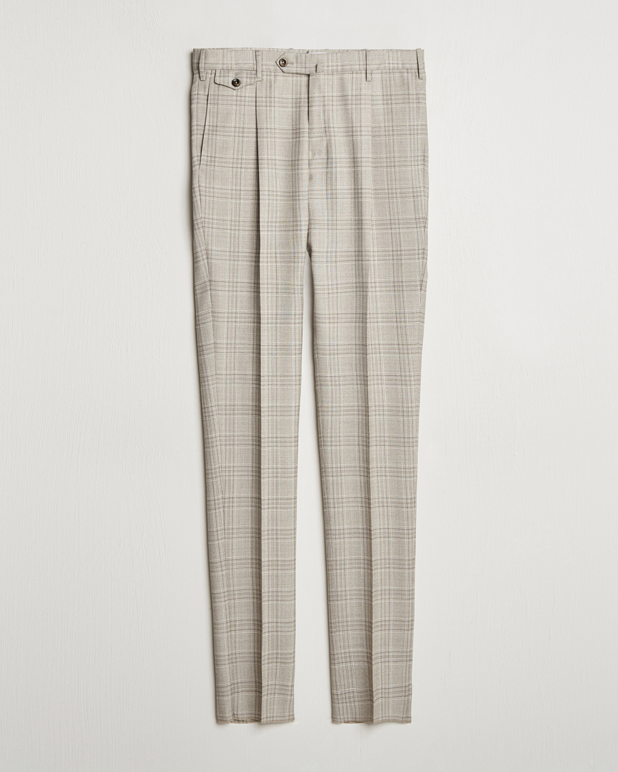 Herr | Byxor | PT01 | Gentleman Fit Check Wool Trousers Beige