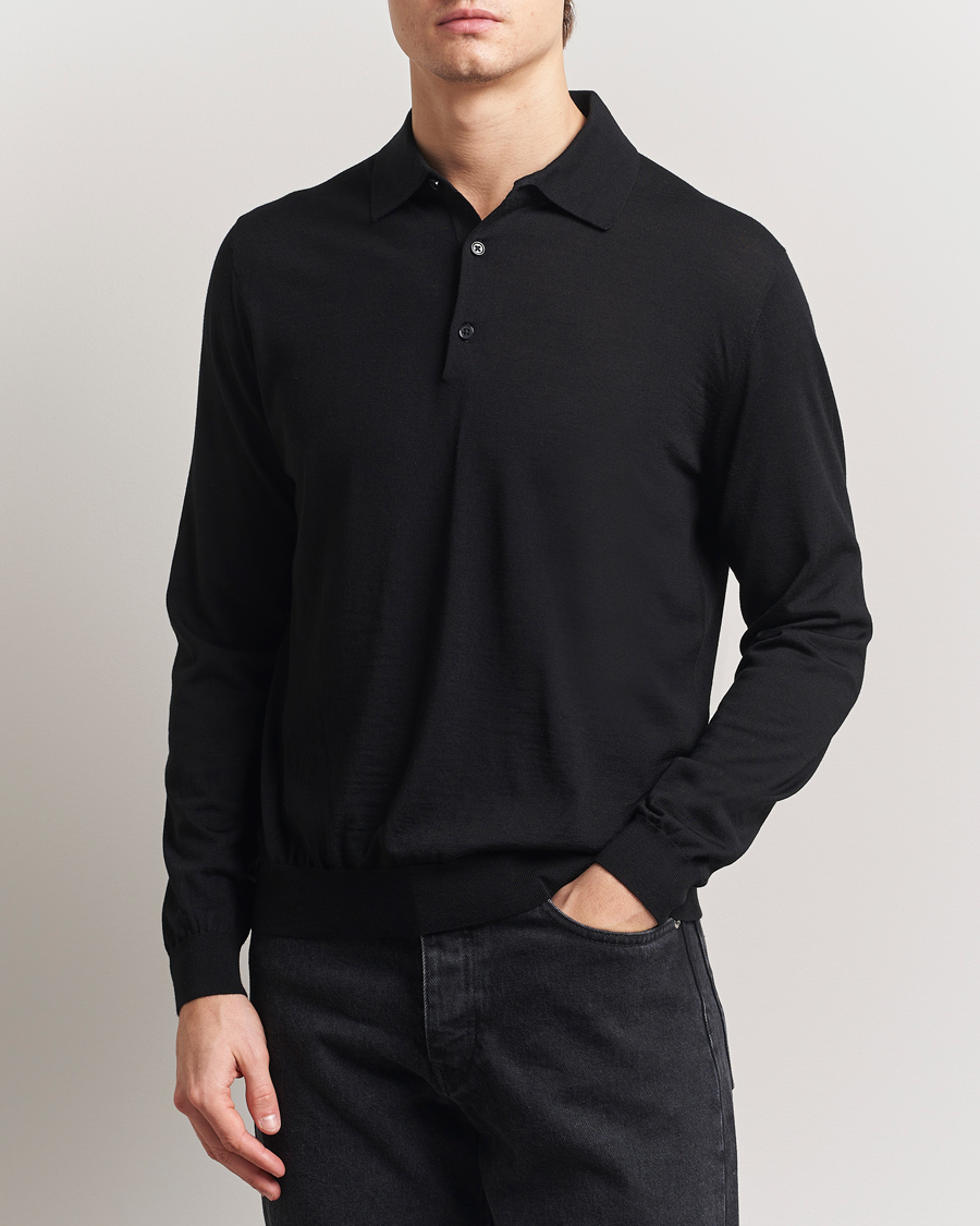 Herr | Tröjor | Sunflower | Merino Long Sleeve Polo Black