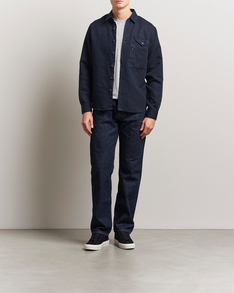 Herr | Skjortor | C.P. Company | Cotton/Linen Pocket Overshirt Navy