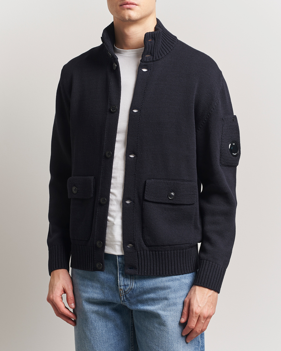 Herr | Tröjor | C.P. Company | Knitted Compact Cotton Cardigan Navy