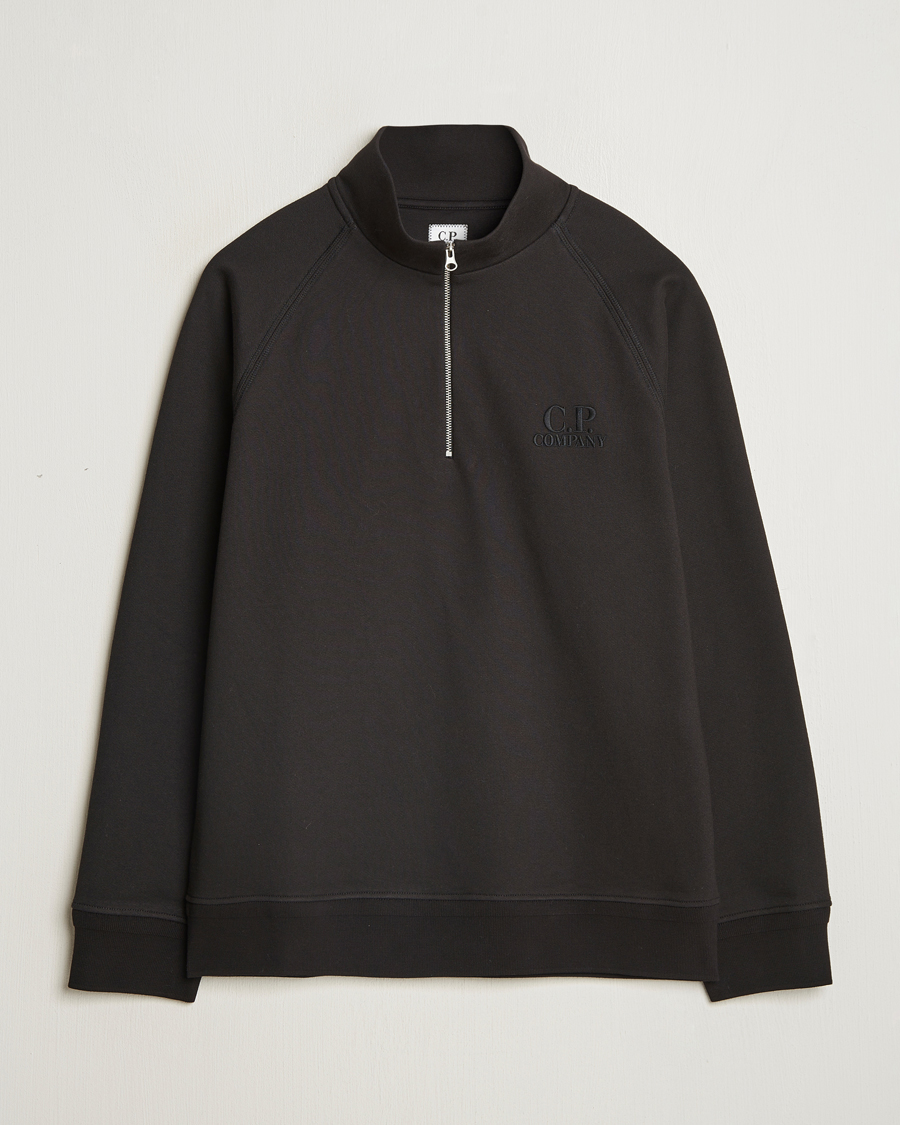 Herr | Tröjor | C.P. Company | Diagonal Raised Fleece Half Zip Black