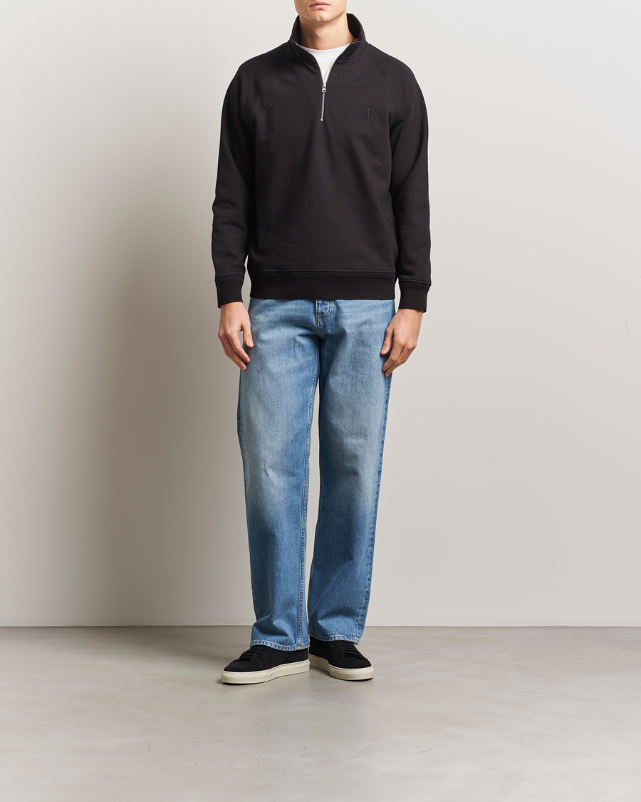 Herr | Tröjor | C.P. Company | Diagonal Raised Fleece Half Zip Black