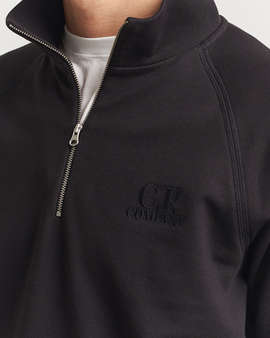 Herr | Tröjor | C.P. Company | Diagonal Raised Fleece Half Zip Black