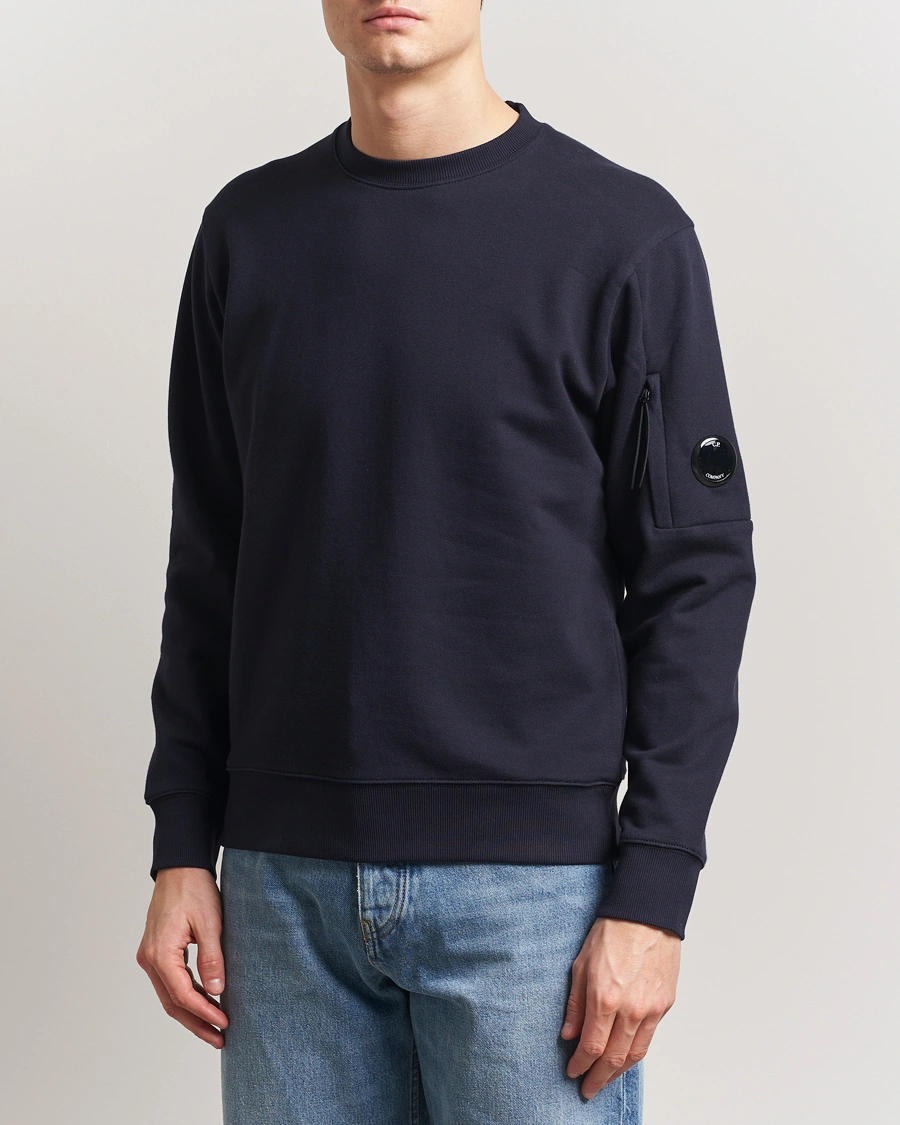 Herr | Tröjor | C.P. Company | Diagonal Raised Fleece Lens Sweatshirt Navy
