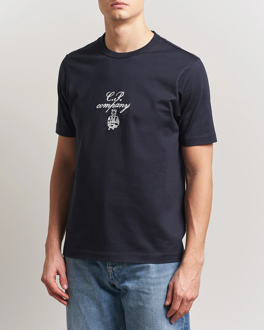 Herr | T-Shirts | C.P. Company | Mercerized Heavy Cotton Chest Logo T-Shirt Navy