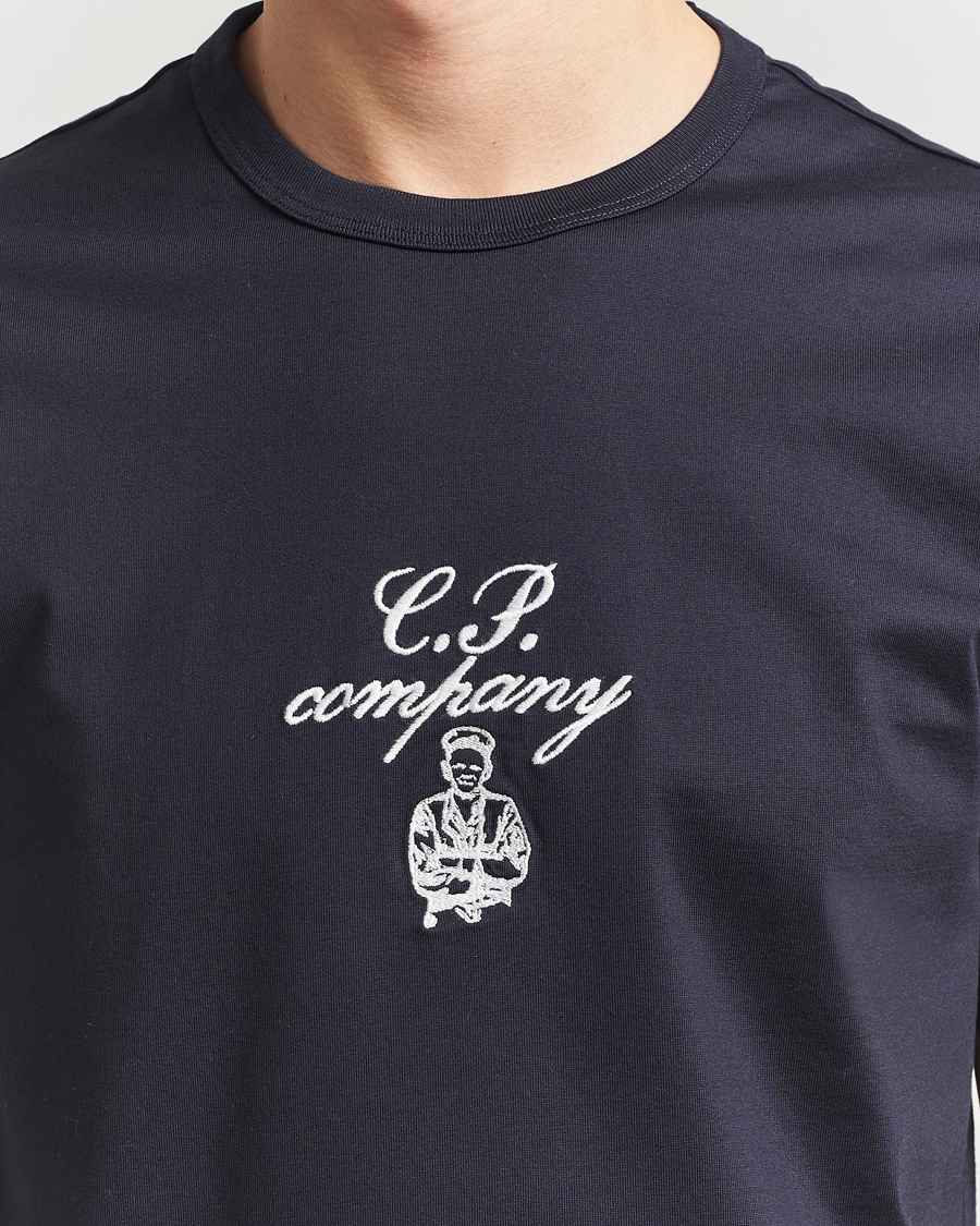 Herr | T-Shirts | C.P. Company | Mercerized Heavy Cotton Chest Logo T-Shirt Navy