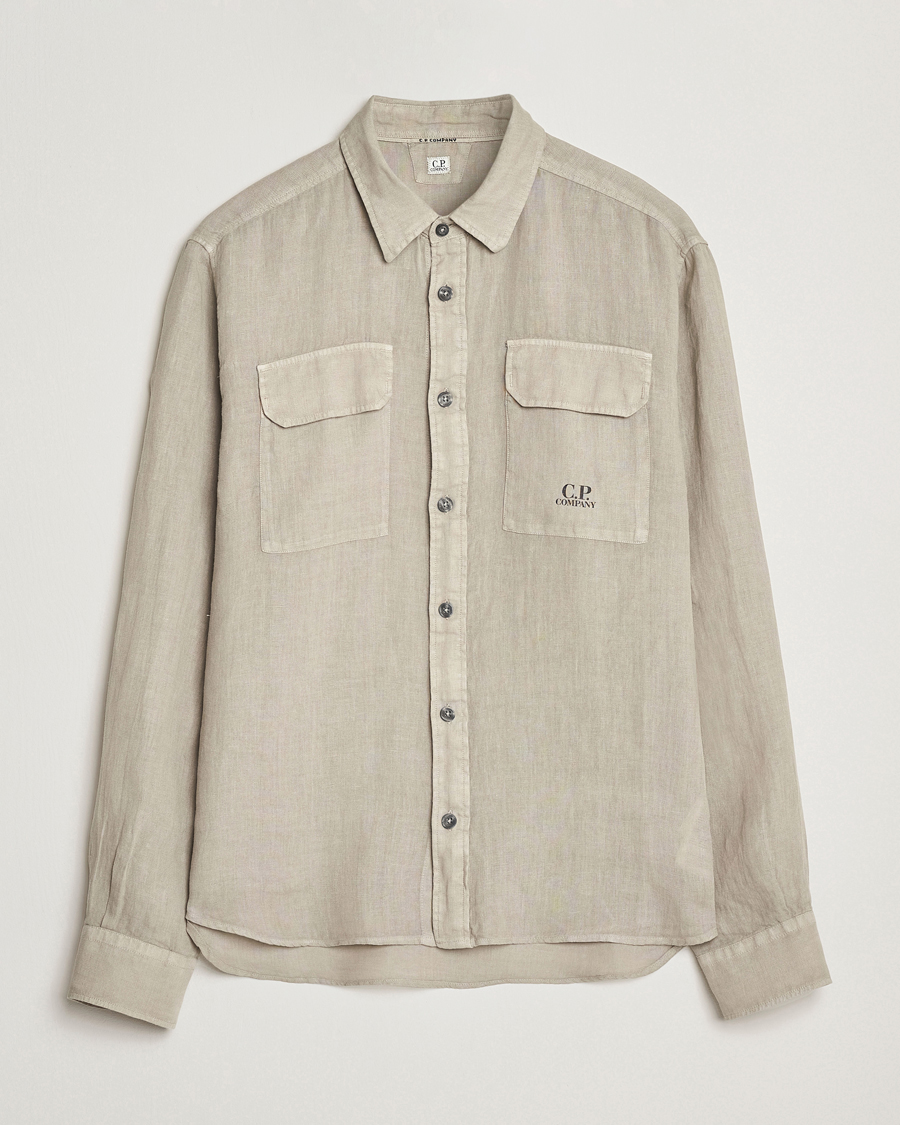 Herr | Skjortor | C.P. Company | Long Sleeve Linen Shirt Taupe