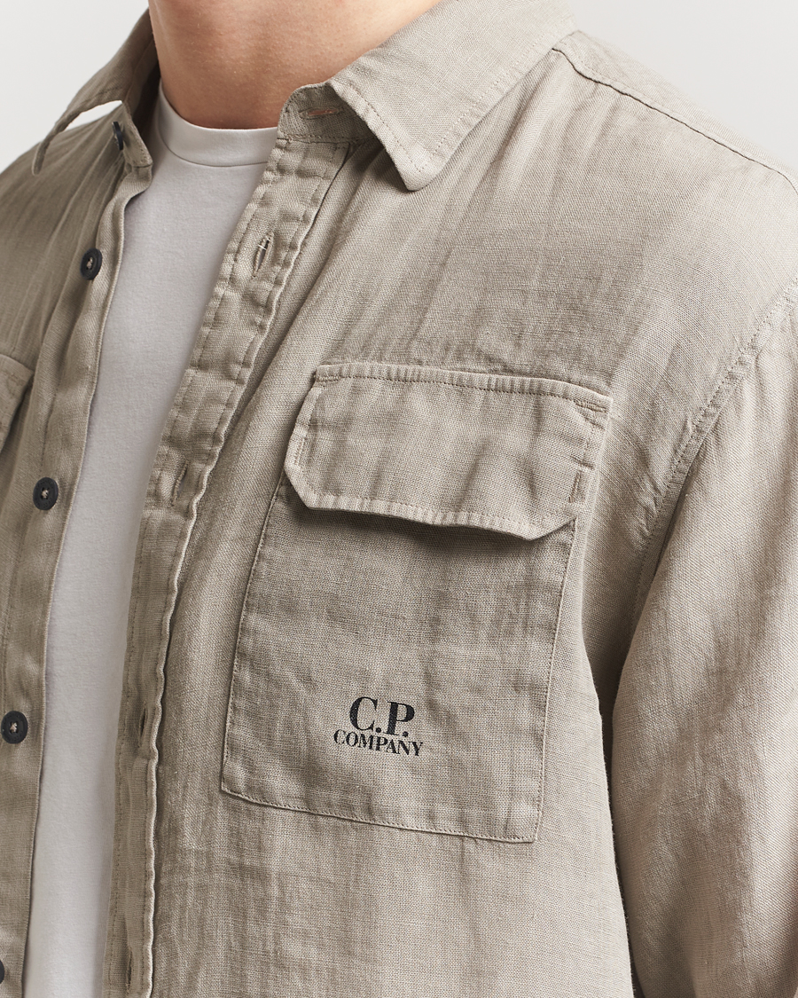 Herr | Skjortor | C.P. Company | Long Sleeve Linen Shirt Taupe