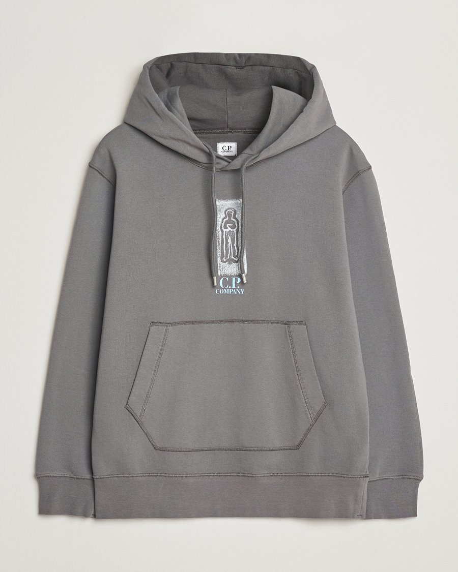 Herr | Tröjor | C.P. Company | Cotton Fleece Back Logo Hood Grey