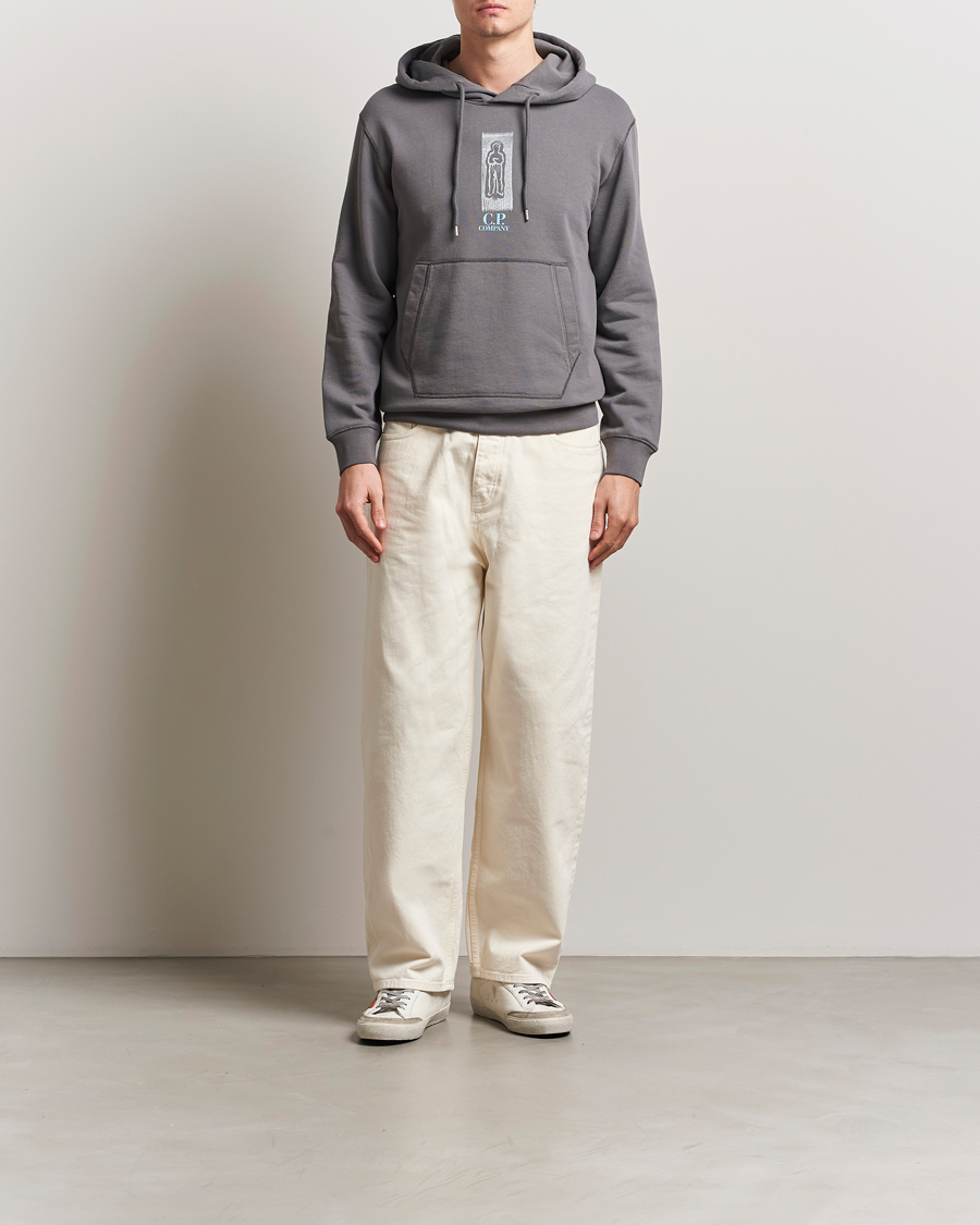 Herr | Tröjor | C.P. Company | Cotton Fleece Back Logo Hood Grey