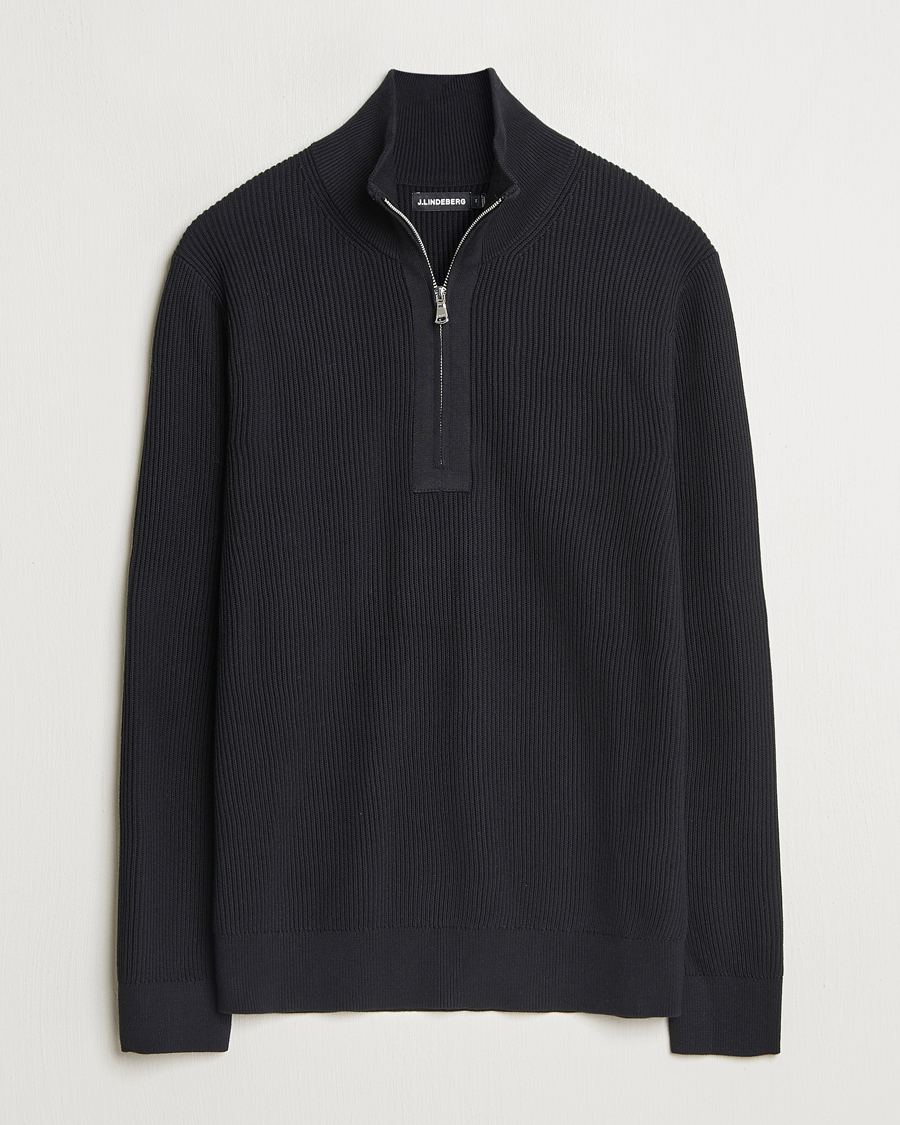 Herr | Tröjor | J.Lindeberg | Alex Knitted Half-Zip Black