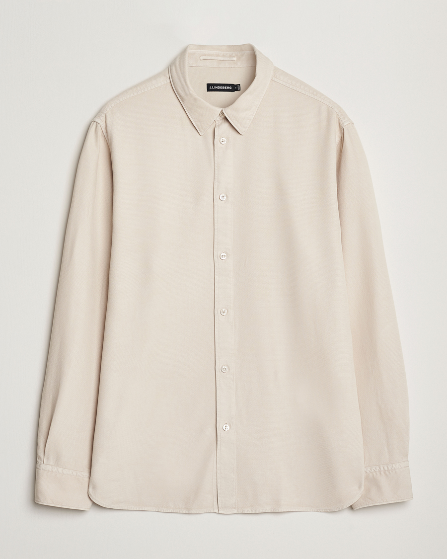 Herr | Skjortor | J.Lindeberg | Garment Dyed Structure Tencel Shirt Moonbeam