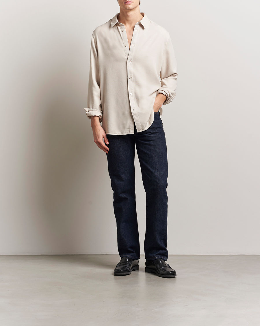 Herr | Skjortor | J.Lindeberg | Garment Dyed Structure Tencel Shirt Moonbeam