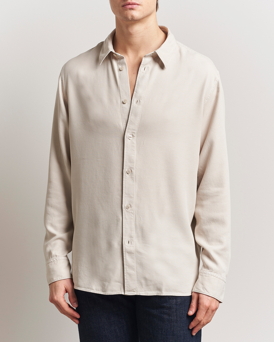 Herr | Skjortor | J.Lindeberg | Garment Dyed Structure Tencel Shirt Moonbeam