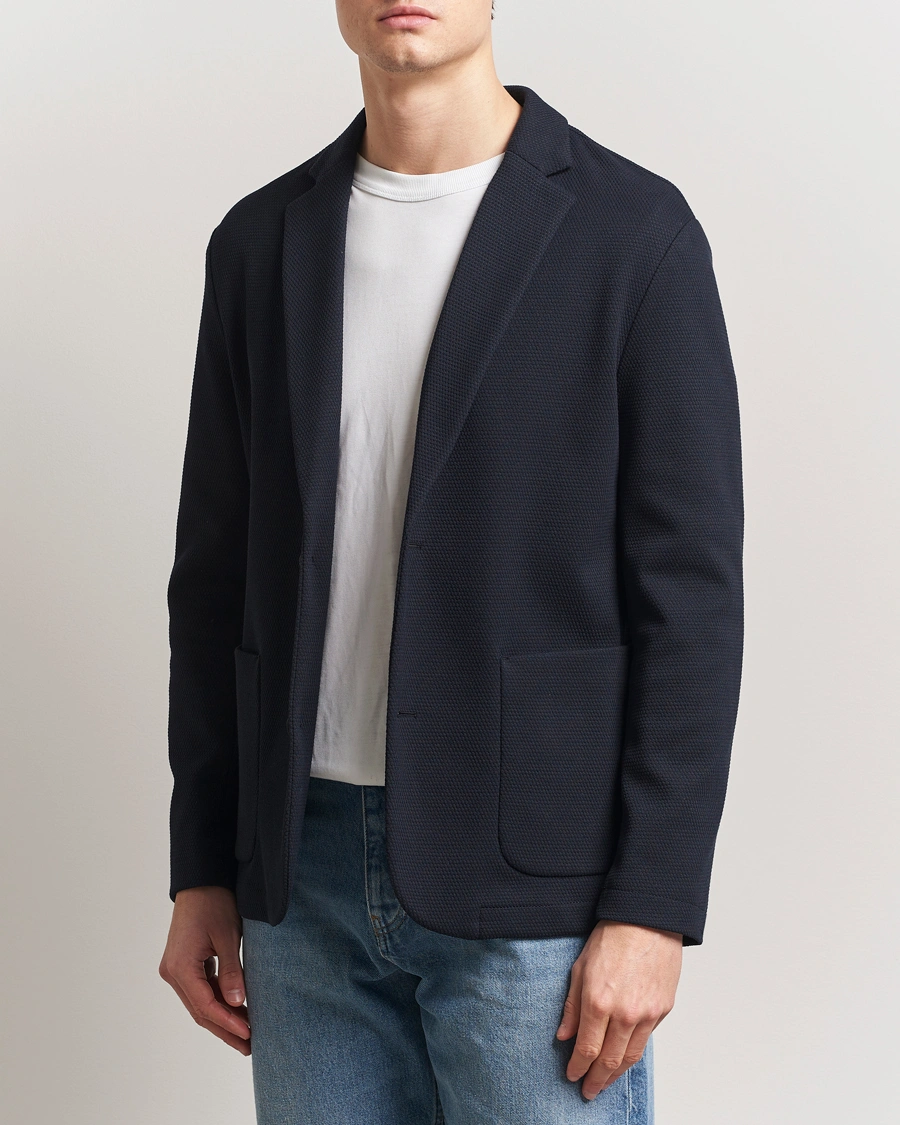 Herr | Kavajer | J.Lindeberg | Calvon 3D Piquet Blazer Navy