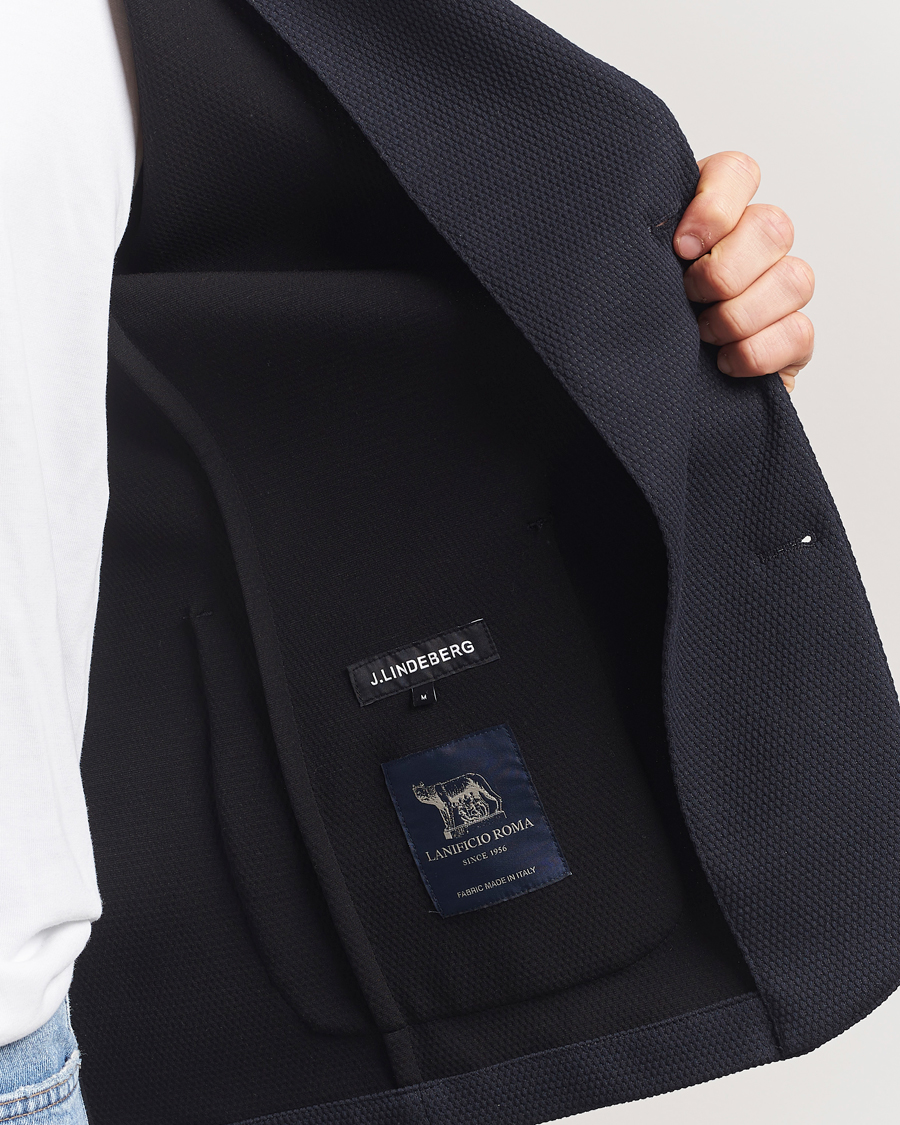 Herr | Kavajer | J.Lindeberg | Calvon 3D Piquet Blazer Navy