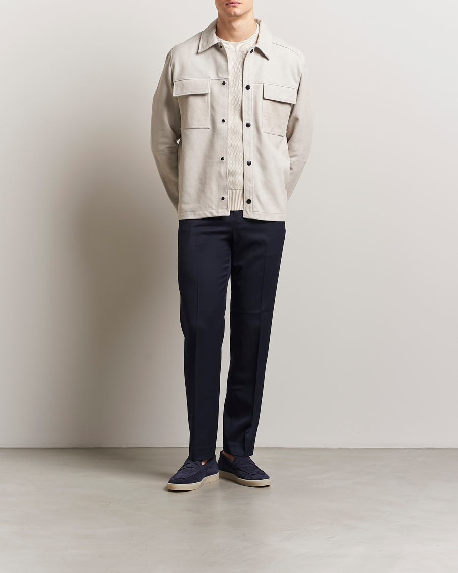 Herr | Skjortor | J.Lindeberg | Wilden Suede Overshirt Moonbeam